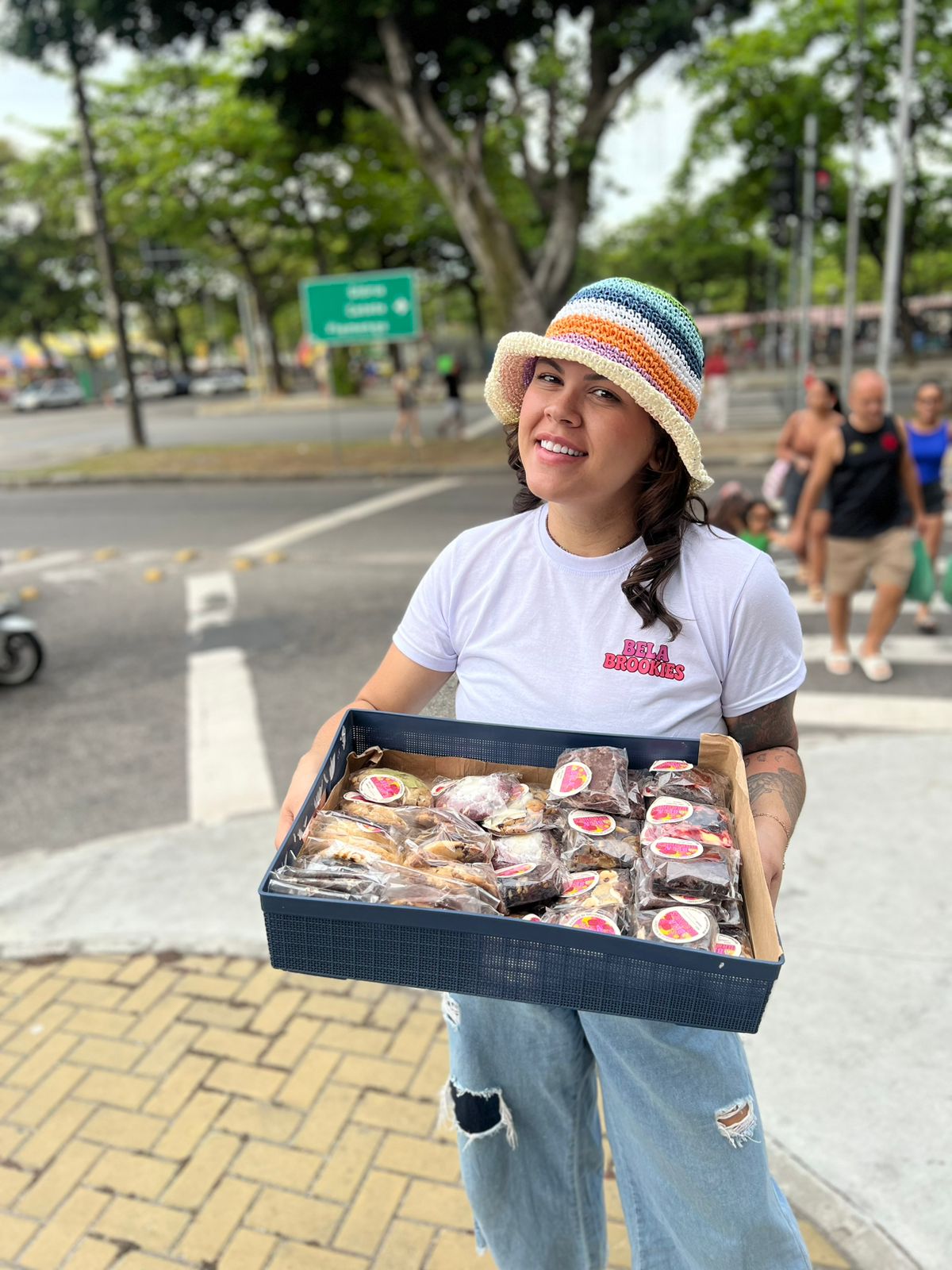 Isabella Taylor, fundadora da Bela Brookies, na Feira da Glória